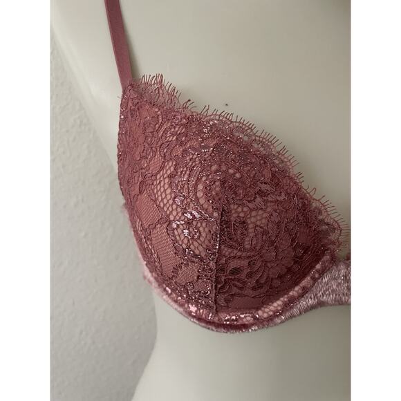 Victoria's Secret Bra Lingerie Push Up Lace Eyelash Velvet - Picture 3 of 11